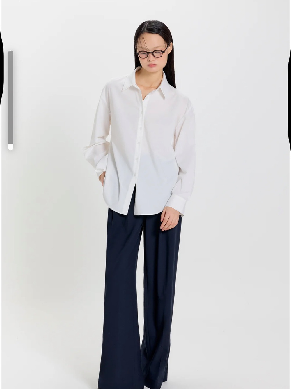 Wide-Leg Navy Trousers - Classic High-Waist Style